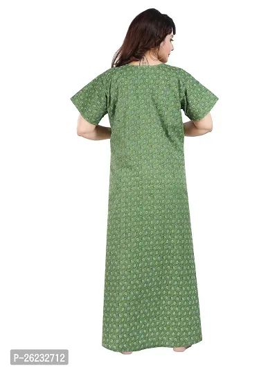 Stylish Green Self Pattern Cotton Blend Nighty For Women-thumb2