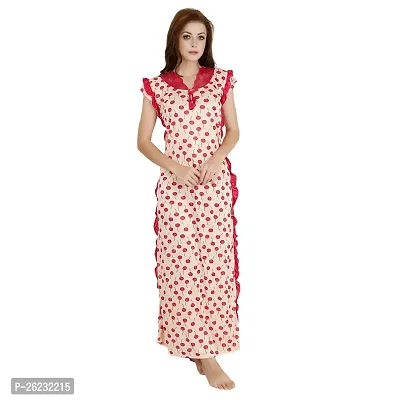 Stylish Red Solid Satin Nighty For Women