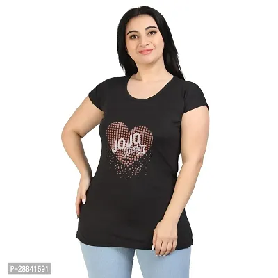 Elegant Black Cotton Printed Tshirt For Women