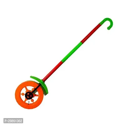 Stylish Plastic Single Wheel Push Run Toy With Handle And Two Lights On Wheel-thumb0