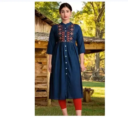 Beautiful Rayon Embroidered Kurti For Women