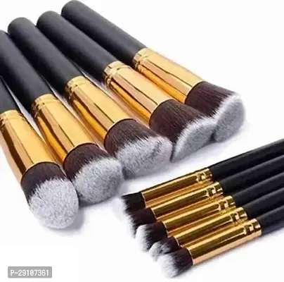 10 Pcs Makeup Brush Set Women Cosmetic Tool With blender puff Multicolor-thumb0