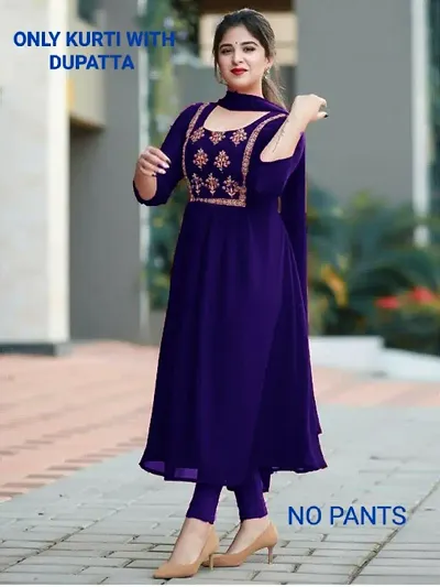 Elegant Embroidered Georgette Kurti With Dupatta Set For Women