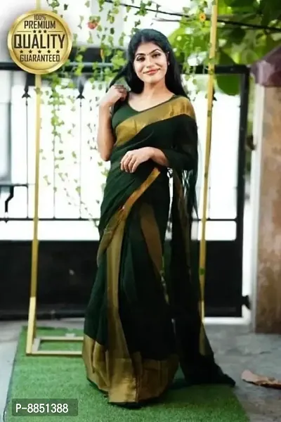 Stylish Viscose Jacquard Border Saree with Blouse Piece For Women