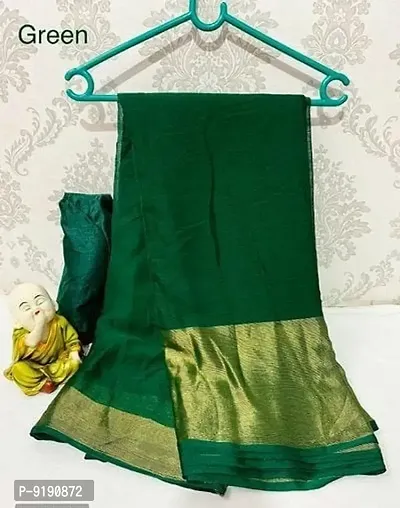 Stylish Fancy Chiffon Viscose Saree With Bangalori Silk Blouse Piece For Women-thumb0