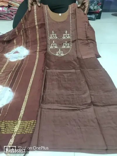 Classic Silk Embroidered Kurta and Dupatta Set for Women