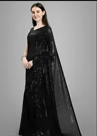 Black Georgette Sequinned Sarees For Women-thumb2