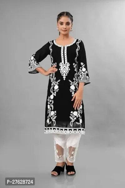 Georgette Embroidery Kurta With Bottom Set