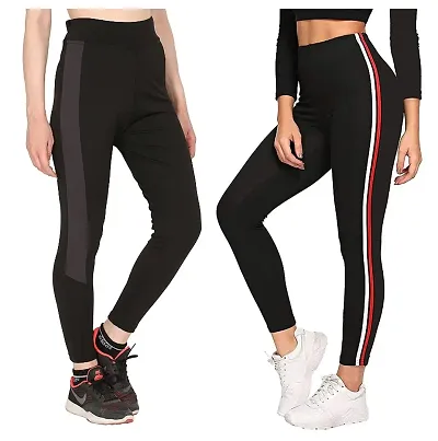 Elegant Stretchable Striped Jeggings For Women And Girls- 2 Pieces