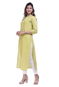 PCH Women Cotton Blend Pintuck Wooden Button Solid Straight Kurti Mehndi X-Large-thumb3