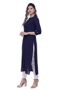 PCH Women Cotton Blend Pintuck Wooden Button Solid Straight Kurti Dark Blue XX-Large-thumb3