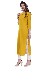 PCH Women Cotton Blend Pintuck Wooden Button Solid Straight Kurti Mustered Large-thumb4