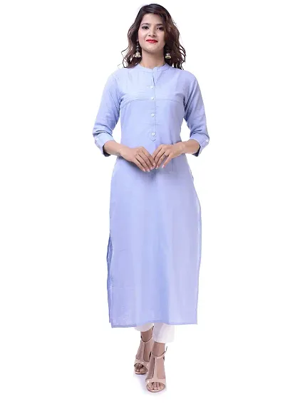 PCH Women Blend Pintuck Wooden Button Solid Straight Kurti X-Large