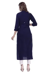 PCH Women Cotton Blend Pintuck Wooden Button Solid Straight Kurti Dark Blue XX-Large-thumb1