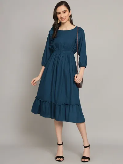 Classic American Crepe Solid Dress for Women