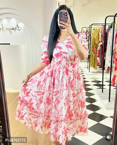 Designer Polyester Printed Dress for Women-thumb0