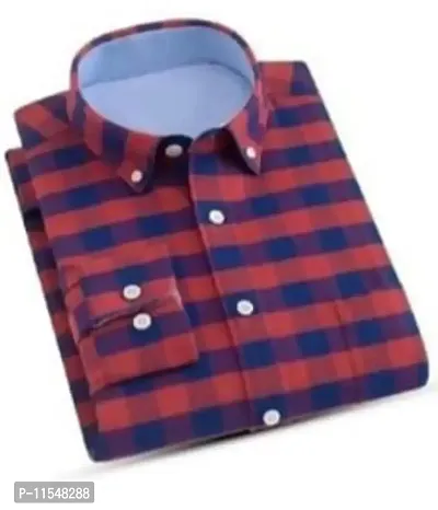 Red Cotton Blend Casual Shirts For Men-thumb0