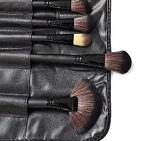 Regular Use Fiber Bristle Makeup Brush Set with Black Leather Case- , 24 Pieces (BLACK)-thumb2