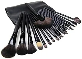 Soft Bristle Makeup Brush Set With Pu Leather Case - Black, 24 Pieces, 24-thumb2