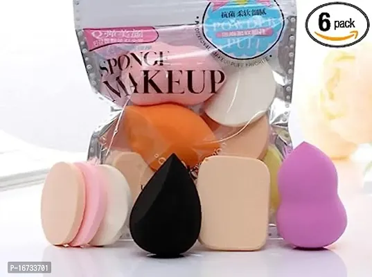 6in1 Makeup Sponge Beauty Blender Pack for Blending Face Makeup with 5 Pcs Pink MAkeup Brushes Set - (Pack of 11)-thumb2