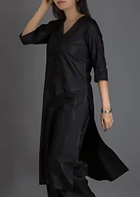 SARINKU Women's Straight Solid Black Kurta with Palazzo Pants-thumb1