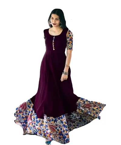 SWIBONA Women's Rayon Regular Fit Half Sleeve Lightweight Casual Wear Long Kurti (K-S-273)