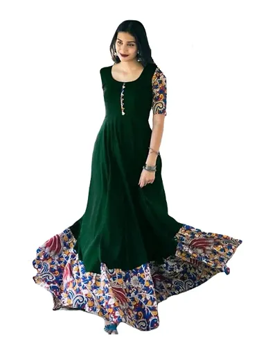 SWIBONA Women's Rayon Regular Fit Half Sleeve Lightweight Casual Wear Long Kurti (K-S-273)