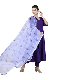 SWIBONA Women's Solid Rayon Regular Fit Sleeveless Lightweight Casual Wear Anarkali Kurti Dupatta Set (K-S-271)-thumb3