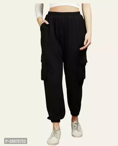 Elegant Black Denim Solid Trousers For Women-thumb0