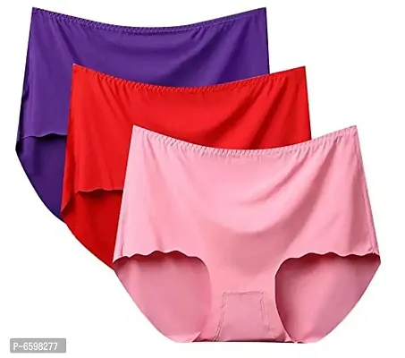 Womens Seamless Ice Silk Panties Underwear pack of ( 3 ) multicolor