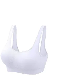 Womens Cotton Stretchable Non-Padded Wire Free Air Sports Bra (Pack of 3)black,white,skin-thumb2