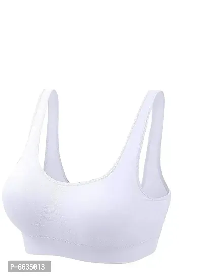Womens Cotton Stretchable Non-Padded Wire Free Air Sports Bra (Pack of 3)black,white,skin-thumb3