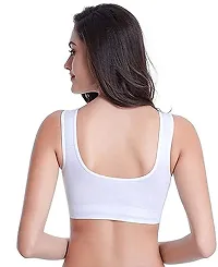 Womens Cotton Stretchable Non-Padded Wire Free Air Sports Bra (Pack of 3)black,white,skin-thumb3