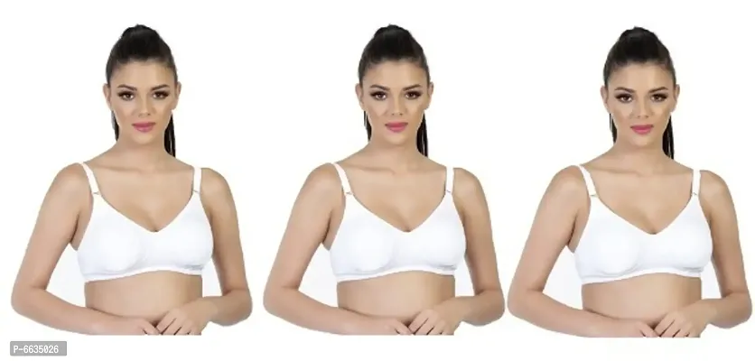 Buy Womens Cotton Blend white modal full covrage t-shirt bra Non Padded ( Pack of 3) Online In India At Discounted Prices