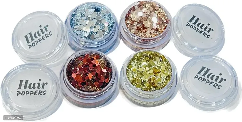 Hair Glitter Gel Rose Gold Copper, Copper, Gray Silver and Gold shads