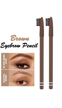 smudge proof Eyebrow Pencil with Brush | water proof Eyebrow Definer Pencil | Shade - brown, 6g, Pack of 2|-thumb1