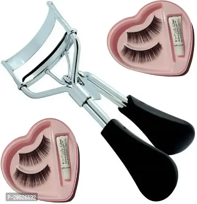 Elecsera Combo of Eyelash Curler and False Eyelashes (Pack of 2) (Set of 3)