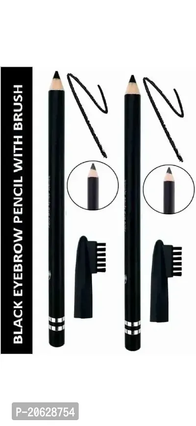 black Eyebrow Pencil with Brush | Smudge proof water proof Eyebrow Definer Pencil | Shade - Black, 6g, Pack of 2|