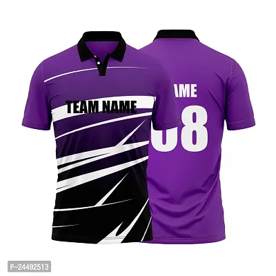 Cricket Polo Collar Sports Jersey for Men with Team Name, Name and Number Printed | Cricket t Shirts for Men Printed with Name | Cricket Jersey with My Name | DOdr1008-C01242023-C-POLO-48-L Purple