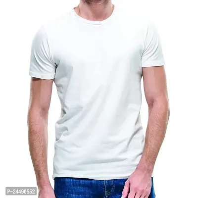 Daily Orders 100% Cotton Men t Shirt | Round Neck t Shirts for Men Stylish | Round Neck Shirts for Men White(DO-Plain-Cotton-RN-White)-thumb0