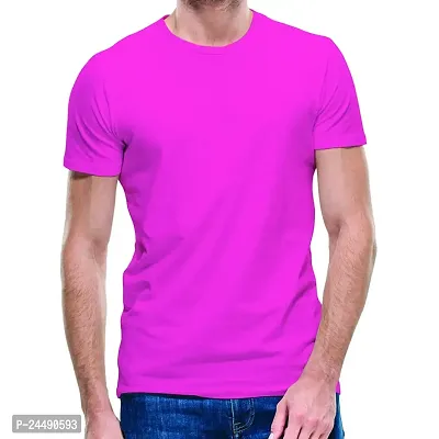 Daily Orders 100% Cotton Men t Shirt | Round Neck t Shirts for Men Stylish | Round Neck Shirts for Men White(DO-Plain-Cotton-RN-DarkPink)