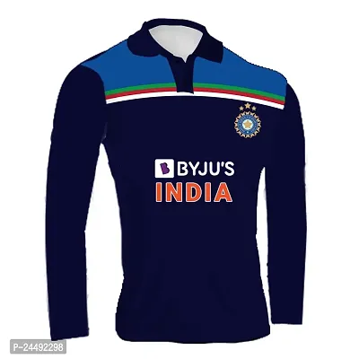 India Team Jersey 2021 Full Sleeve t20 World Cup ODI for Men with Team Name Name and Number Printed | Cricket Sports Jersey | Cricket Jersey with My Name Official DOdr1008-C901190-C-WH-thumb0