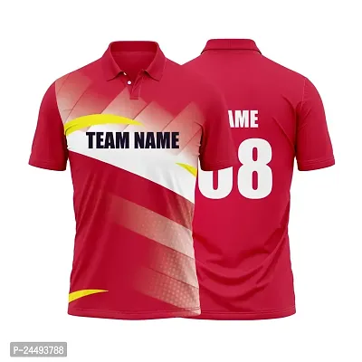Cricket Polo Collar Sports Jersey for Men with Team Name, Name and Number Printed | Cricket t Shirts for Men Printed with Name | Cricket Jersey with My Name | DOdr1008-C01242023-C-POLO-77-L Maroon