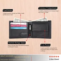 MEHZIN Men Formal Black Genuine Leather RFID Wallet With Key-Chain Combo Set (9 Card Slots)-thumb3