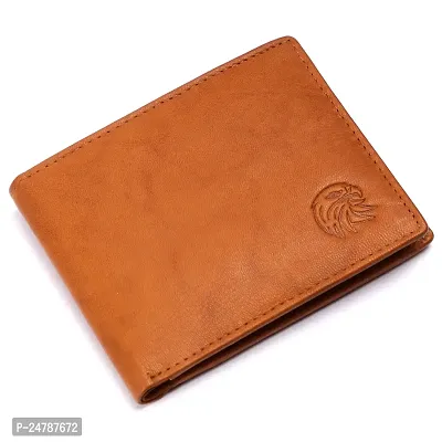 MEHZIN Men Solid Tan Genuine Leather Wallet (6 Card Slots)