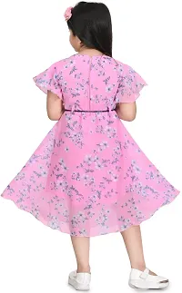 MEHZIN Girls Cotton Blend Below Knee Casual Printed Fit and Flare Dress-thumb2