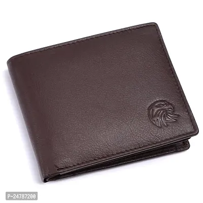 MEHZIN Men Formal Solid Brown Genuine Leather Wallet (3 Card Slots)-thumb0