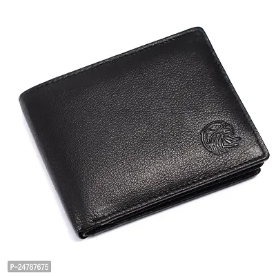 MEHZIN Men Formal Solid Genuine Leather Wallet (6 Card Slots, Black)