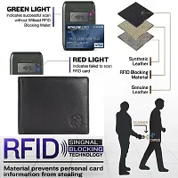 MEHZIN Men Formal Black Genuine Leather RFID Wallet With Pen  Key-Chain Combo Set (6 Card Slots)-thumb2