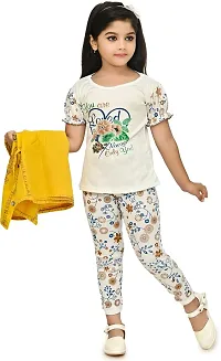 MEHZIN Girl's Polyester::Cotton Blend Striped Casual Wear Dress Jegging (Black,White  Yellow, 3-4 Years)-thumb2